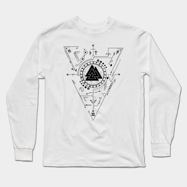 Valknut | Norse Pagan Symbol Long Sleeve T-Shirt by CelestialStudio